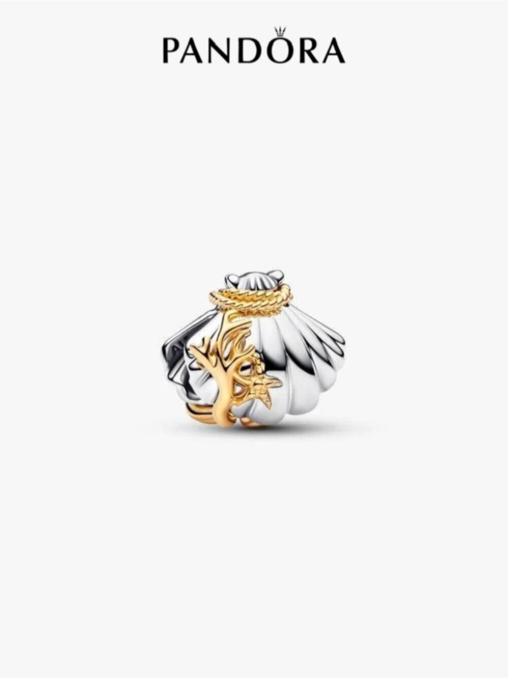 Pandora Disney Princesses Ariel Shell Lab-Grown Diamond Two-Tone Charm